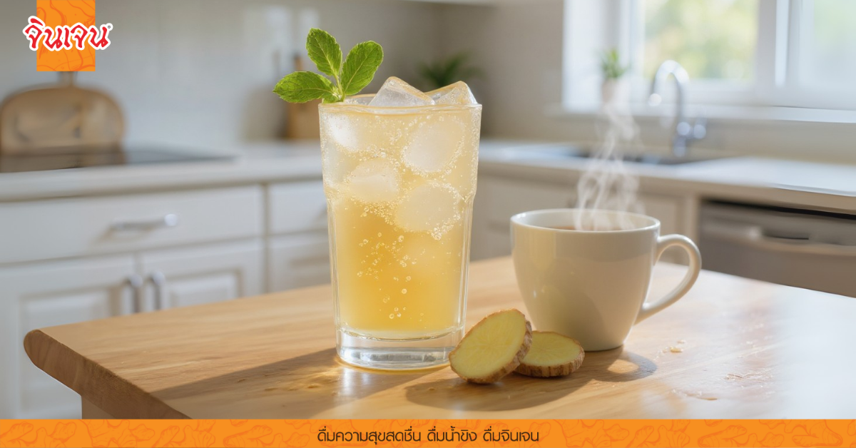 เครื่องดื่มเย็นและชาในครัวสว่าง