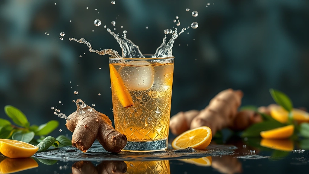 Ginger drink and splash