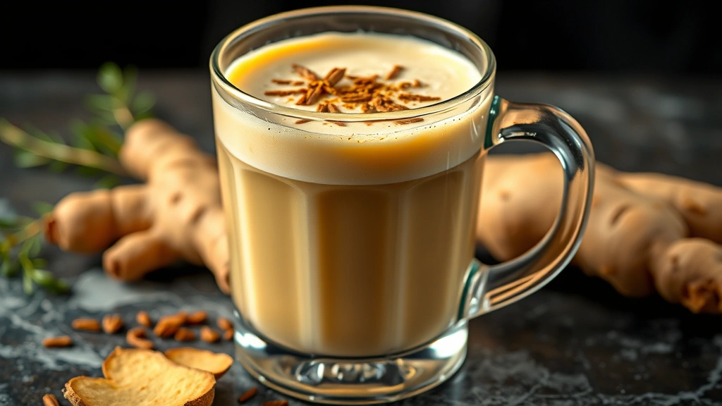 Ginger Latte Chill with ginger root in glass
